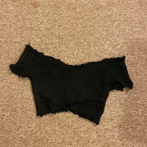Black cropped off the shoulder shirt